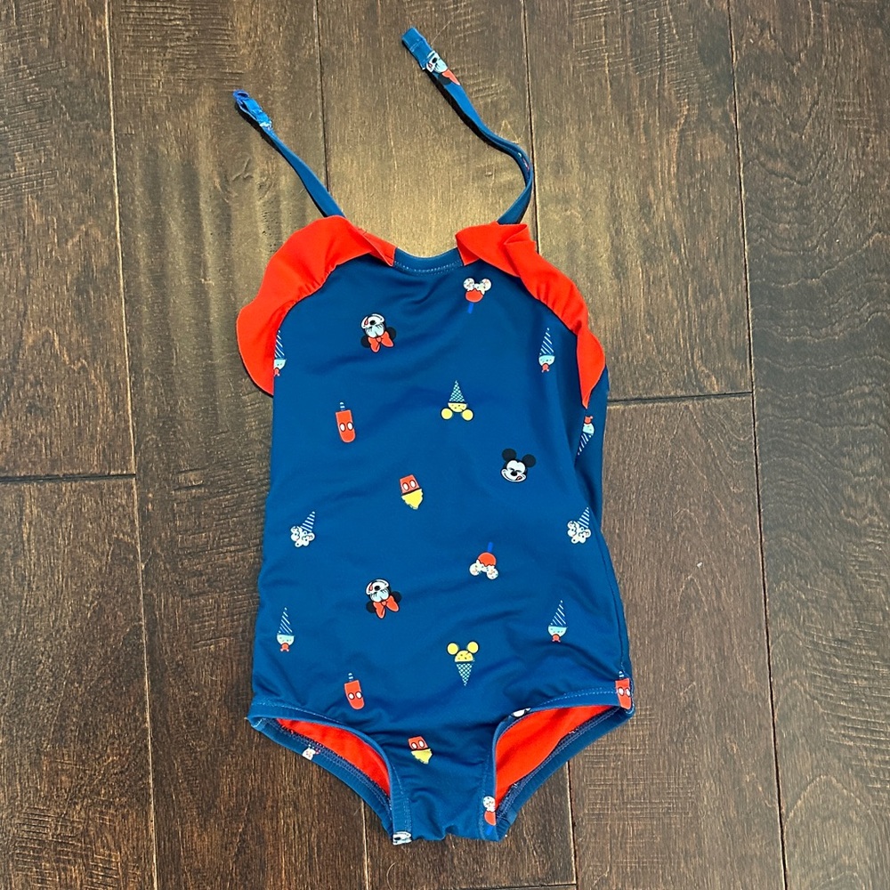 3/$15 Disney Navy and Red Mickey Ice Cream One-Piece Swimsuit